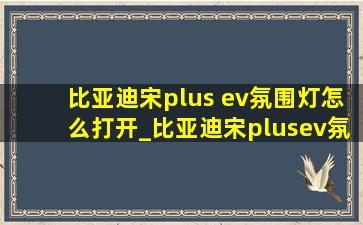 比亚迪宋plus ev氛围灯怎么打开_比亚迪宋plusev氛围灯怎么开